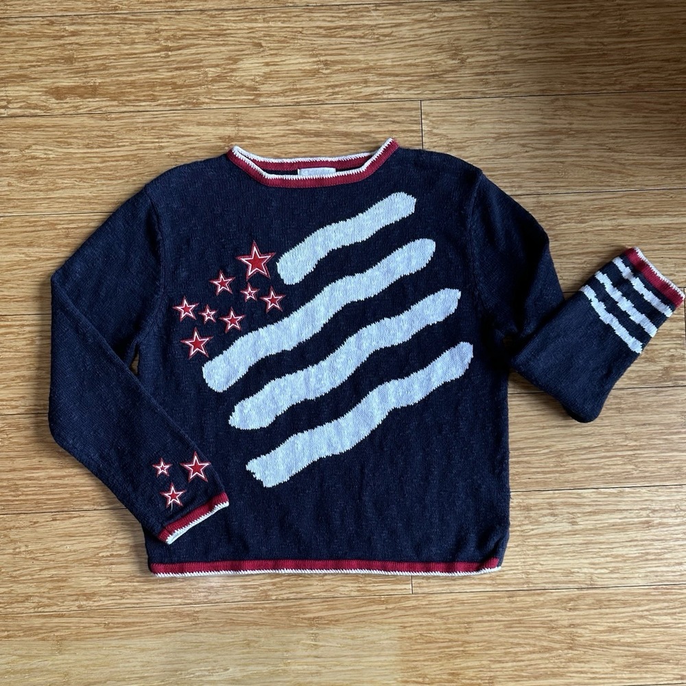 Christopher & Banks American Flag Sweater Patriotic size Small USA July 4th - Picture 1 of 11